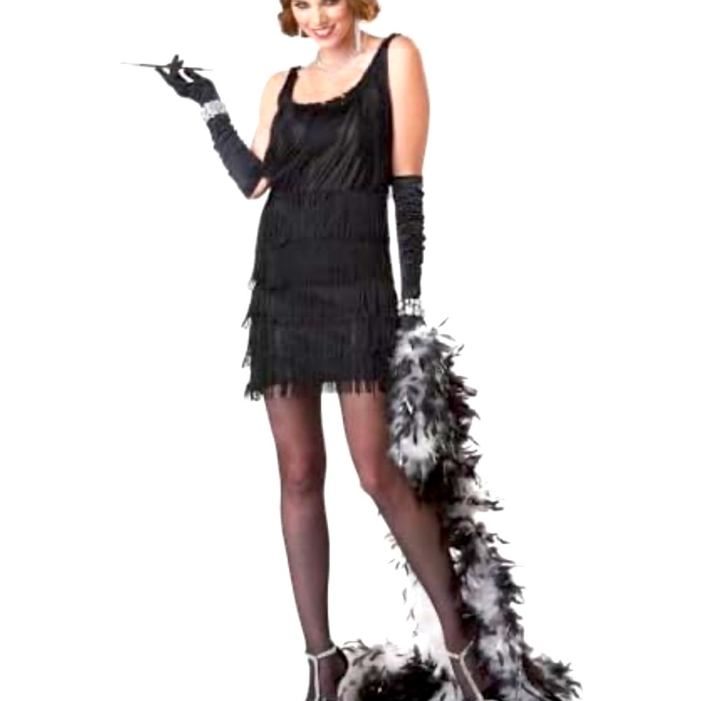 Halloween Costume Flapper Dress Small 1920's Adult Black Dress Womens
